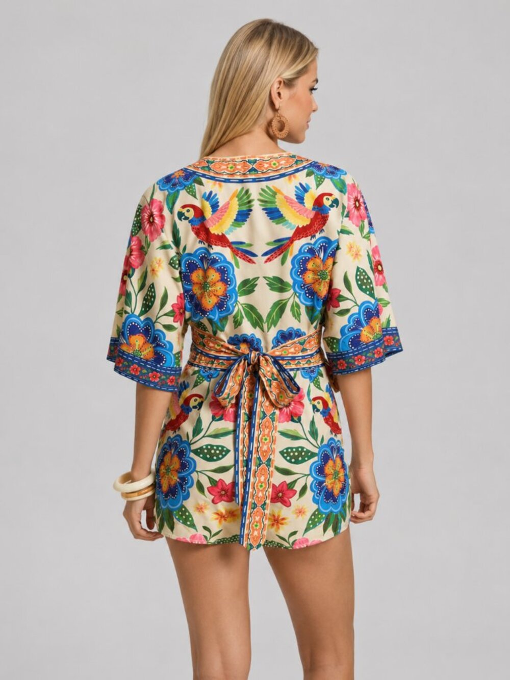 Women’s Boho Floral Print Two Piece Set Crop Top High Waist Shorts Outfit - Picture 2 of 5